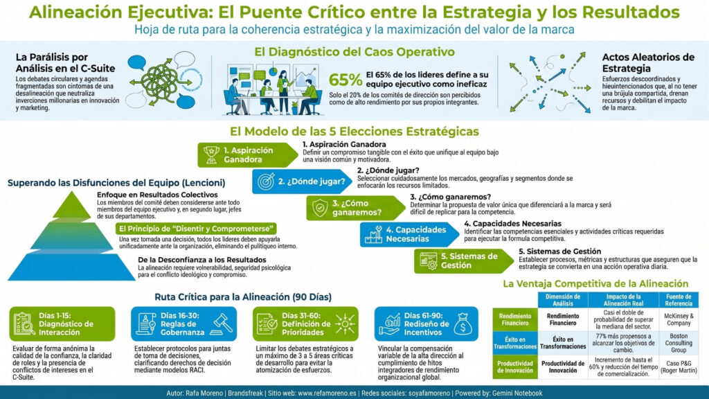 Infografía sobre la hoja de ruta para lograr la alineación del equipo directivo.