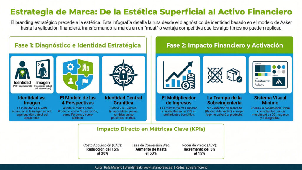 Infografía sobre estrategia de branding corporativo que detalla por dónde empezar a construir la marca de mi empresa si nunca lo he hecho.