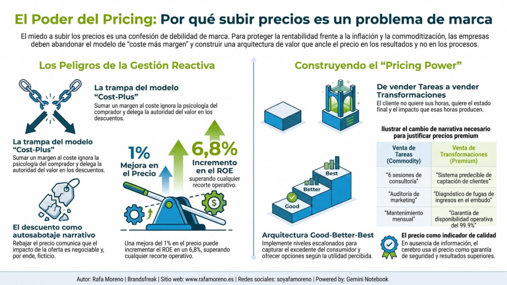 Infografía sobre el poder del pricing y estrategias para subir precios sin perder clientes.